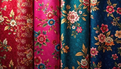 Vibrant Asian-inspired textiles in rich jewel tones , detail, cultural, design element