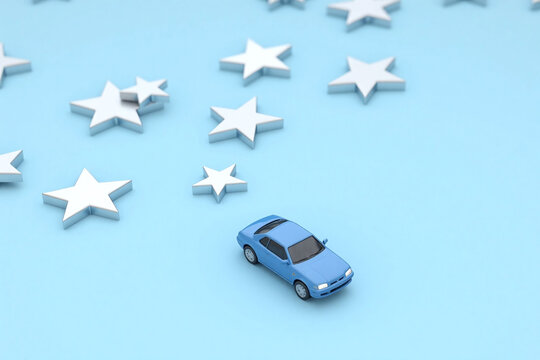 toy car with stars hanging from the ceiling