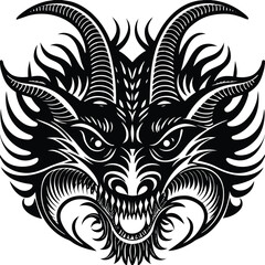 Fierce Dragon Head Illustration