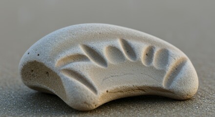 Carved Stone on Sandy Beach: A Coastal Enigma