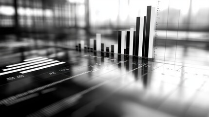 Abstract black and white graphic representation of data.