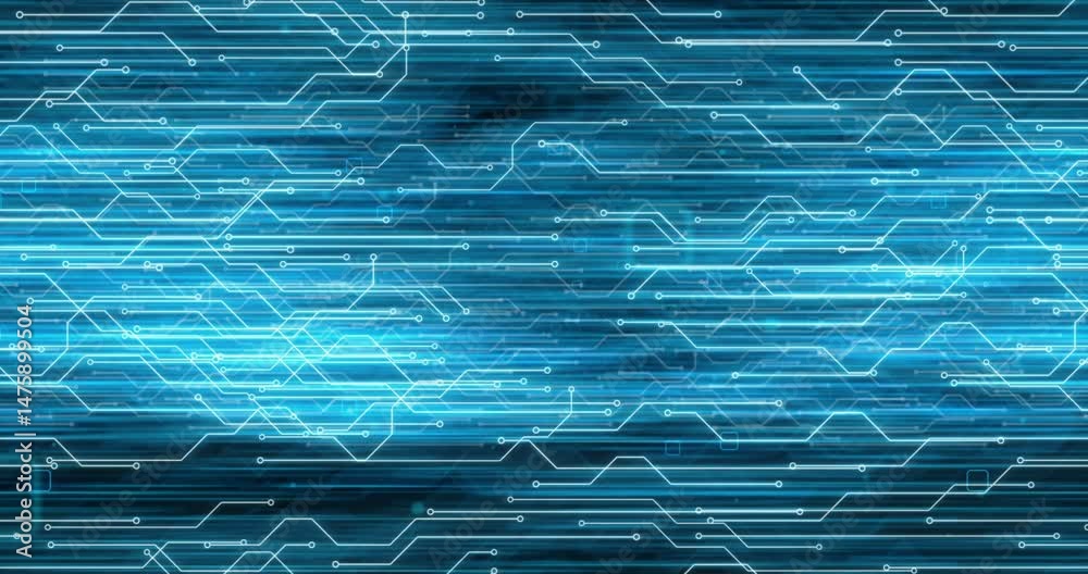 Poster abstract blue circuitry forms a modern technology background, depicting data flow in a digital netwo