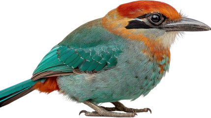 Red-capped Kingfisher Profile: A vibrant Red-capped Kingfisher perches, showcasing its iridescent turquoise, orange and red plumage.  Its sharp gaze is captivating.