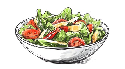 Hand-drawn illustration of a healthy vegetable salad.