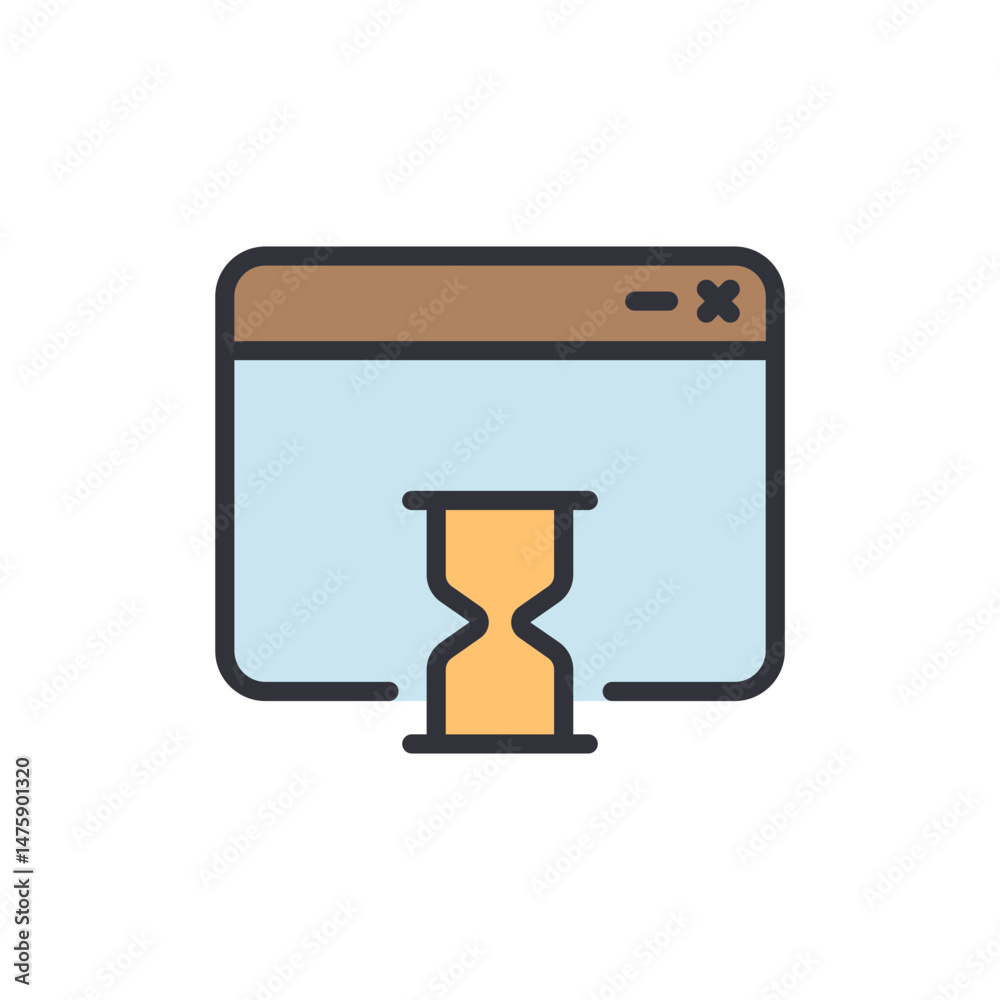 Poster loading process in a browser window with an hourglass icon