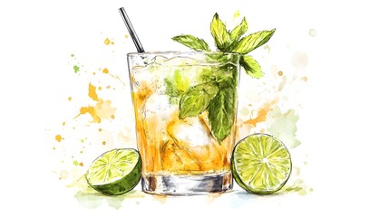 Hand-drawn illustration of a refreshing cocktail.