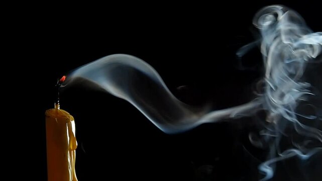 The candlelight and the smoke after blow out the candle
