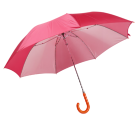 Vibrant Pink Umbrella with Curved Handle on White Background