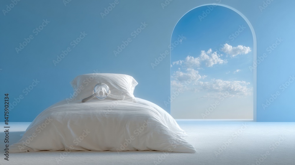 Aufkleber minimalist serenity cloud-soft sleep sanctuary with ethereal arch design - wellness-driven bedroom a