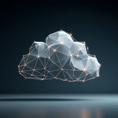 Modern Abstract Cloud with Geometric Lines and Dots in a Dark Background, Representing Digital Connectivity and Cloud Technology Concepts for Business and Innovation