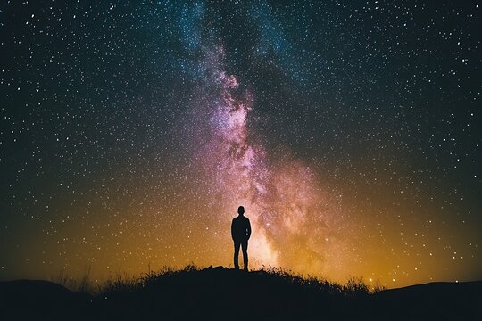 Side Profile of Man with Digital Brain Hologram and Neural Network Visualization