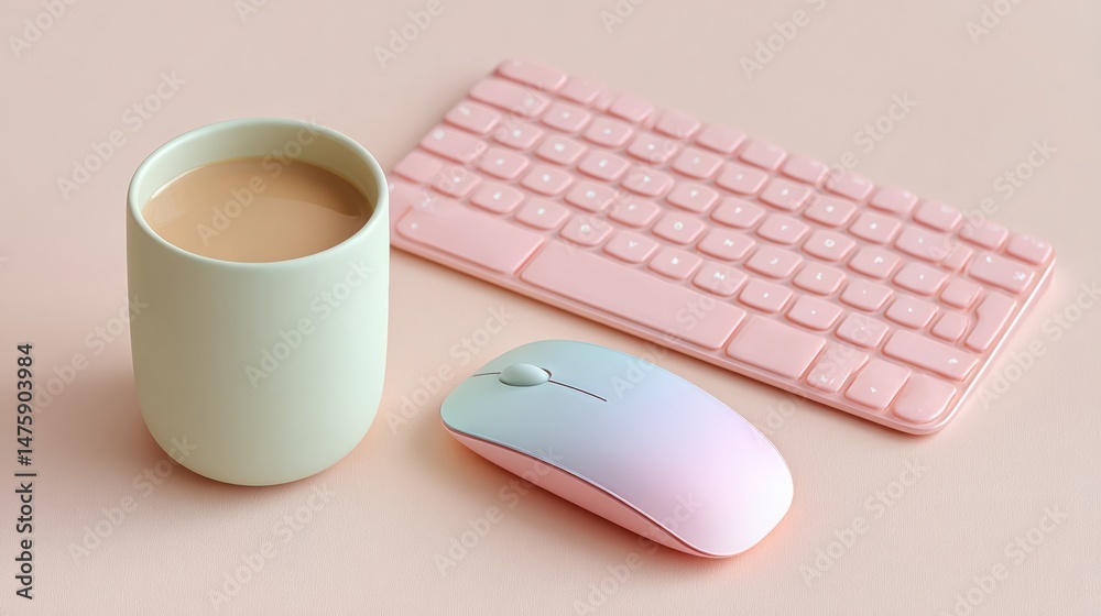 Poster soft gradient productivity pastel tech workspace essentials for modern minimalist professionals - er