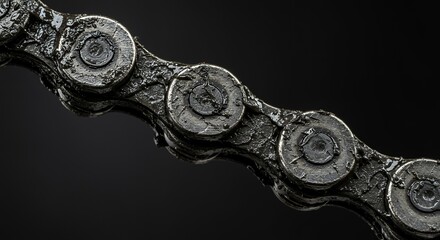 A Close-Up of a Dirty and Worn-Out Bicycle Chain