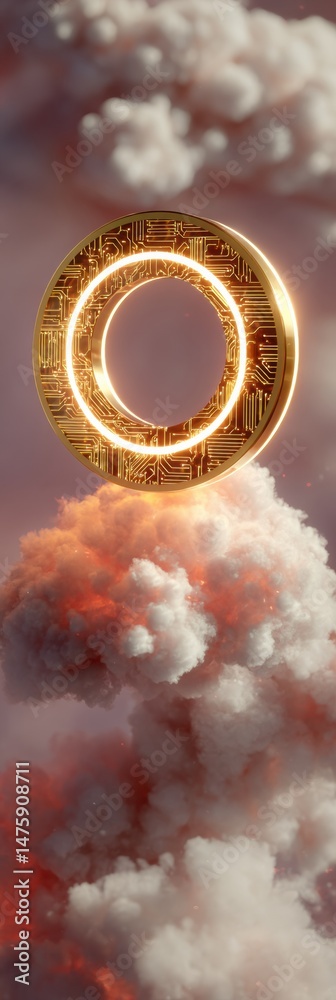 Aufkleber Quantum Cloud Connectivity Next-Gen 10G Digital Transformation Visualizing Ethereal Network Infrastructure with Luminescent Technological Circuitry