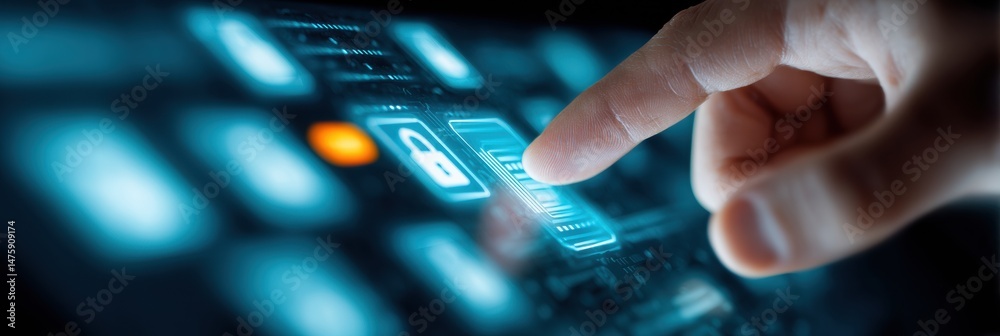 Aufkleber quantum cybersecurity interface next-gen digital protection with interactive holographic touchscreen