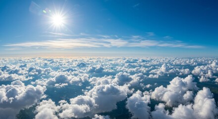 Fototapeta premium Scenic view of clouds and blue sky with sunlight for inspirational and nature themes