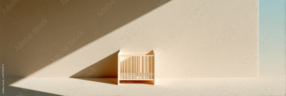 Aufkleber minimalist nursery design safe sleep sanctuary with ethereal light, soft taupe and shadow projection