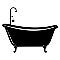 Modern bathtub silhouette vector icon in black with no background