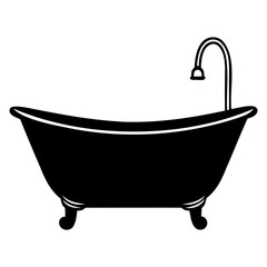 Bathtub symbol black silhouette vector isolated on transparent background