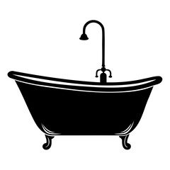 Bathtub icon black silhouette vector illustration on transparent background