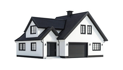 Modern house exterior, black and white