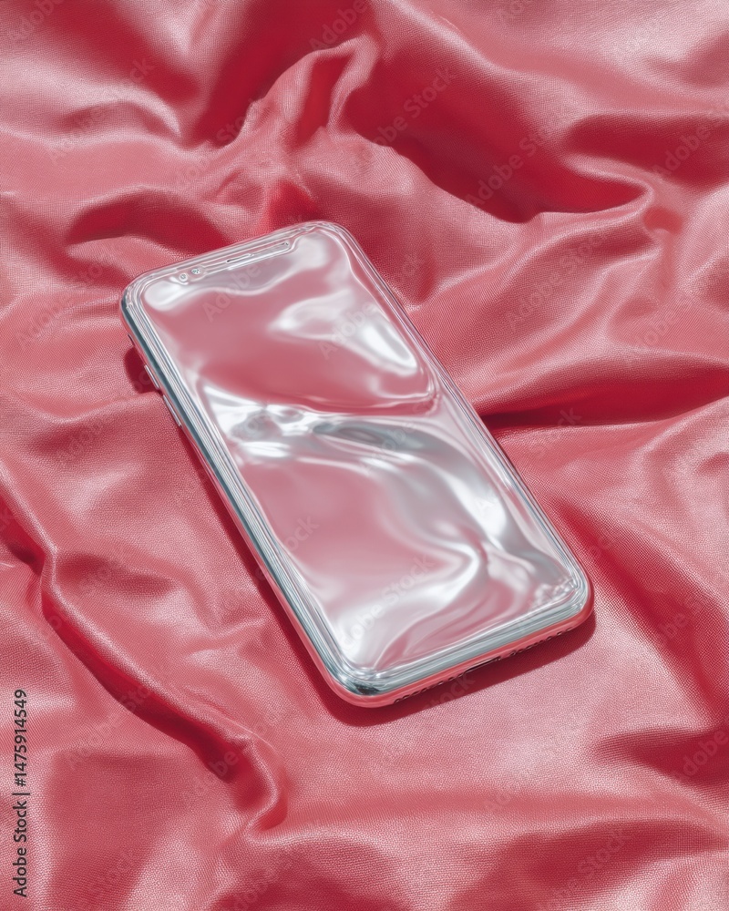 Aufkleber liquid glass smartphone mockup hyper-realistic tech visualization with soft metallic texture - next-