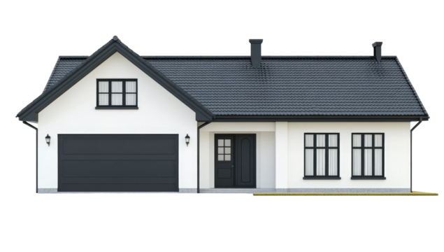 Modern house facade, clean lines, and simple design