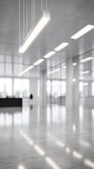 Modern Office Space with Linear Lighting Fixture and Polished Concrete Floor, Interior Design, Architecture, Day