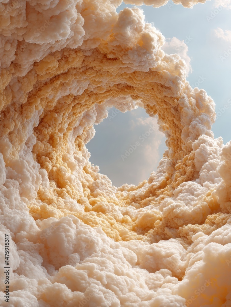 Poster Ethereal Cloud Vortex Immersive Digital Art Visualization Exploring AI-Generated Organic Texture Landscapes for Mindful Creative Experiences