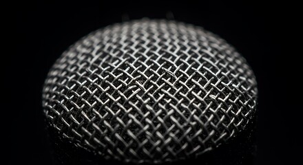 Microscopic View of a Microphone's Metal Grill
