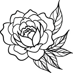 rose outline vector, rose flower line art vector