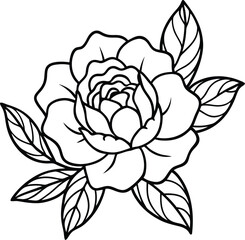 rose outline vector, rose flower line art vector
