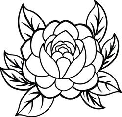 rose outline vector, rose flower line art vector