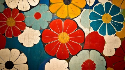Vibrant Floral Pattern on Wood japanese patterns