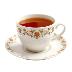 Fototapeta premium Elegant tea cup with floral design and saucer.