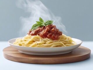 Culinary Comfort Meets Modern Styling Artisan Spaghetti Bolognese with Rustic Steam, Gourmet Holiday Plating for Wellness-Focused Foodies