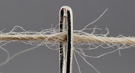 Macro Photography: Needle and Thread, Detail of Textile Fiber