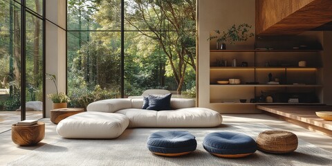 Obraz premium Modern living room with a natural feel.