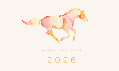 Chinese New Year 2026 Year of the Horse. design template for festive illustrations, greeting cards, banner, backdrop, calendar. 2026 horse line design.
