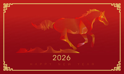 happy new  year 2026, 2026 the year of horse , design for card , calender of chinese new year 2026