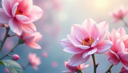 Fototapeta premium Pastel swirls, blooming flower shapes, soft focus, bokeh, pastel