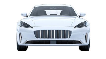 Fototapeta premium A sleek, white car is presented against a plain white backdrop.