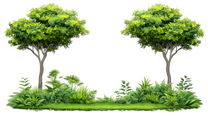Obraz premium Majestic trio of trees, a stunning display of nature's green canopy lush