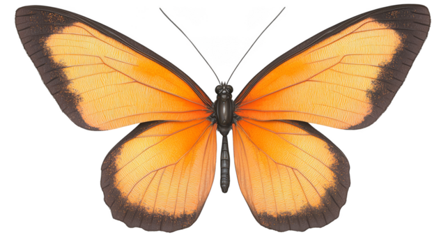 Stunning orange butterfly with delicate wings perched on a vibrant flower in summer