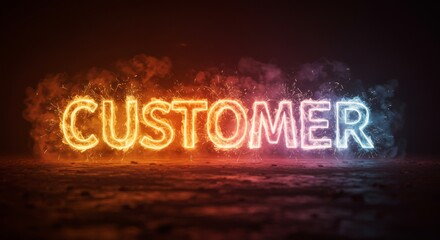 Obraz premium Vibrant customer concept with neon light effect for marketing and business design