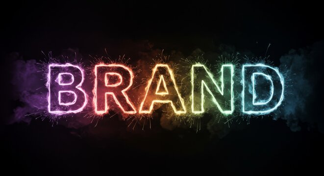 Vibrant neon sparkling brand logo concept for marketing and advertising design
