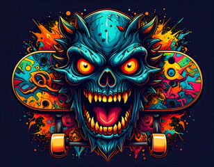 Screaming Skull Skateboard Graphic Design