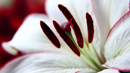 Extreme Close-Up of Delicate Lily Stamens Highlighting Intricate Floral Details