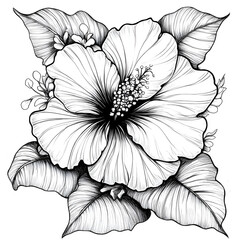 Fototapeta premium flower colouring sheet, large shapes outline drawing