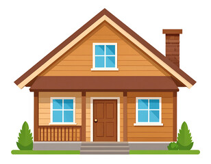 Simple, stylized illustration of a cozy wooden house